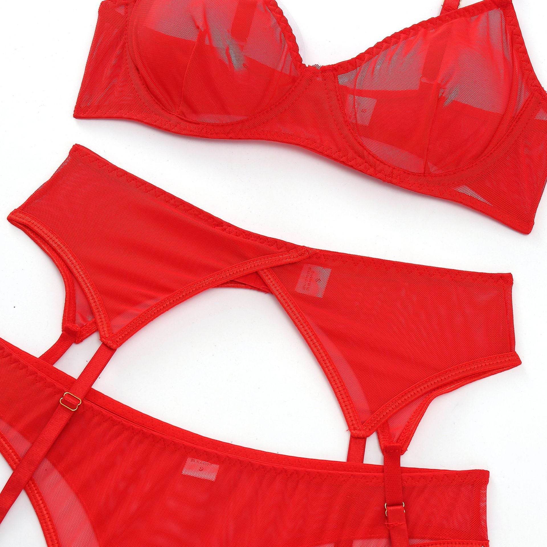 Three-piece Sexy Lingerie Garter Belt - Mubimart