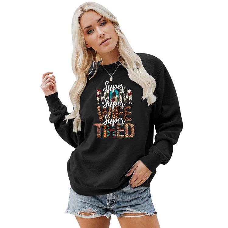 Women's Crew Neck Print Plus Size Sweatshirt - Mubimart