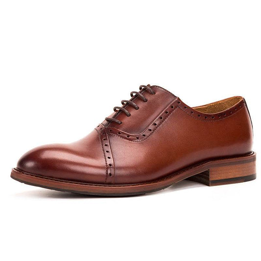 Men's Leather Lace-up Oxford Shoes - Mubimart