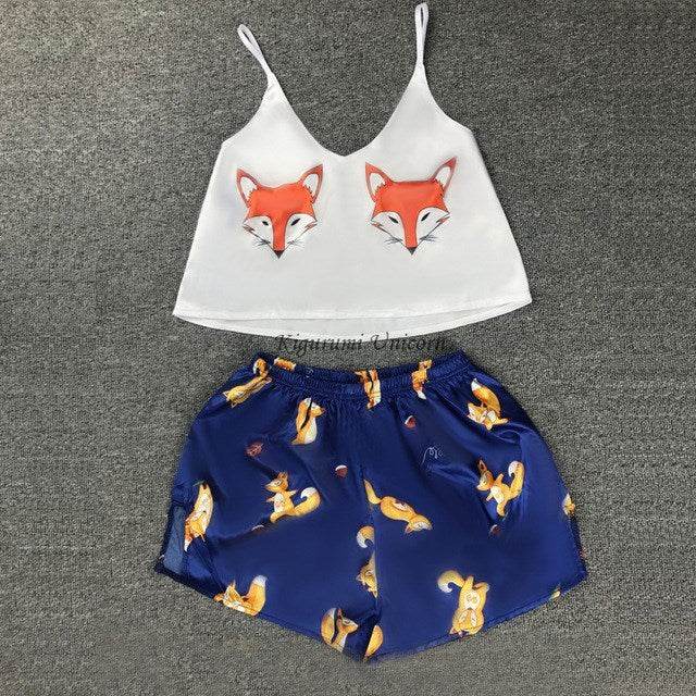 New Sexy Pijamas Women Pajama Set Silk Home Suit Animal Prin - Mubimart