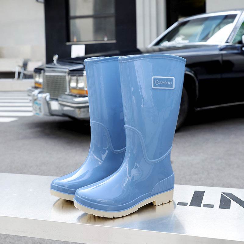 Adult High-top Women's Rain Boots Non-slip Waterproof Kitchen Work PVC Water Shoes Women - Mubimart