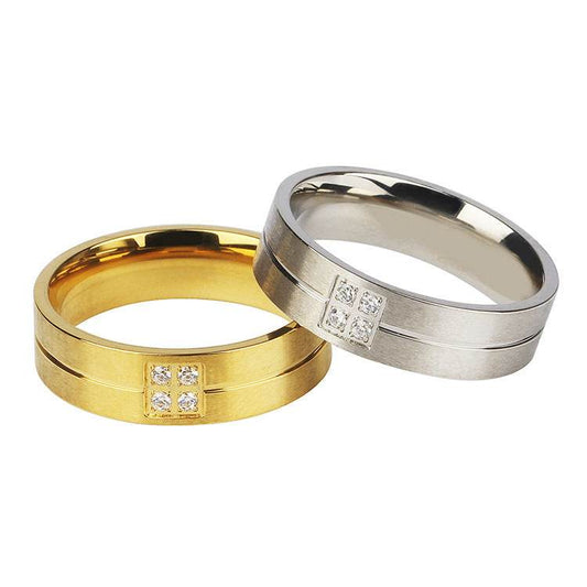 Zircon Frosted Steel Color Titanium Steel Ring Men And Women - Mubimart