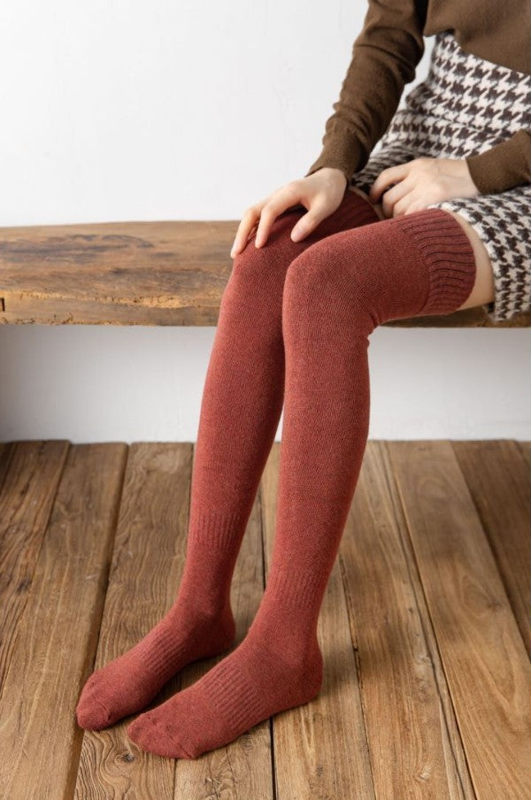 Autumn And Winter Over The Knee Socks Women Plus Velvet Thick Jk High Tube - Mubimart -  