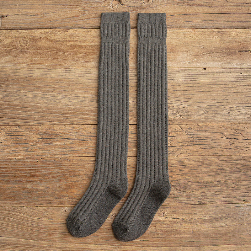 Simple College Wind Over The Knee Socks - Mubimart -  