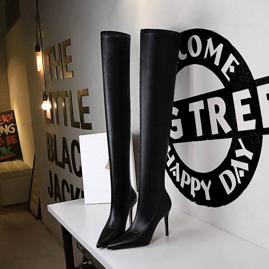Stiletto Pointed Toe Over-the-knee Boots - Mubimart