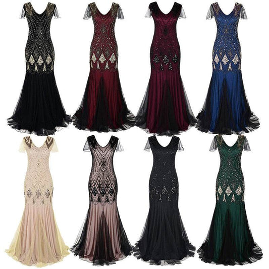 Vintage Plus Size Party Sequin Dress - Mubimart
