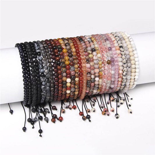 Adjustable Natural Raw Gemstone Beading Bracelet - Mubimart