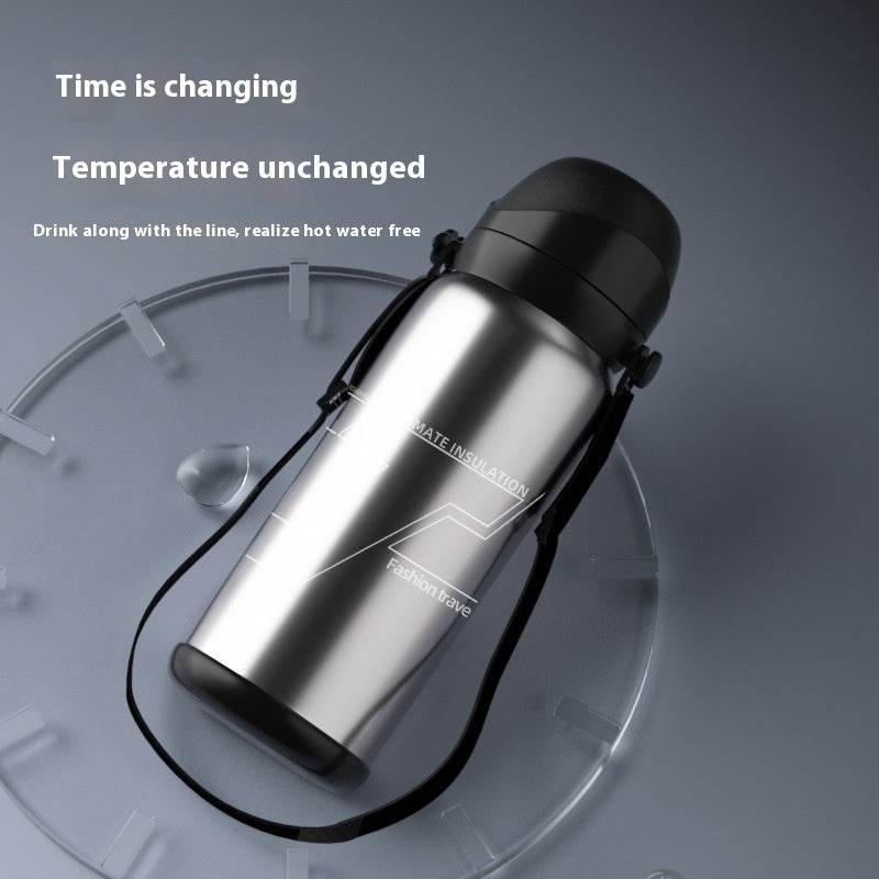 Outdoor Large Capacity Travel Pot Hard Core Drop-resistant Vacuum Mug Stainless Steel - Mubimart