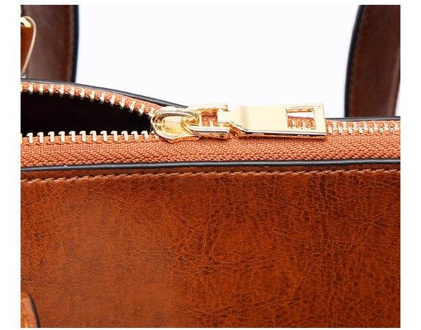 Oil Wax Leather Women Handbag Large Capacity Tote Bag - Mubimart