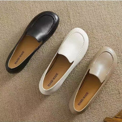 Retro Stijl Nieuwe Ronde Neus Platte Bodem Loafers Slip-on Britse Zachte Bodem Pumps Vrouwen