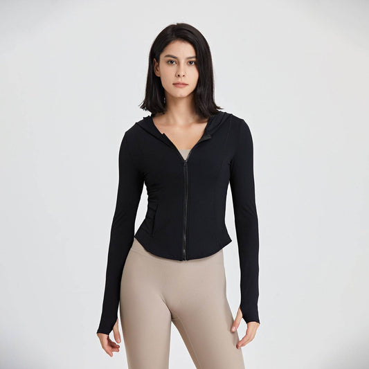 Hooded Running Workout Clothes Top - Mubimart