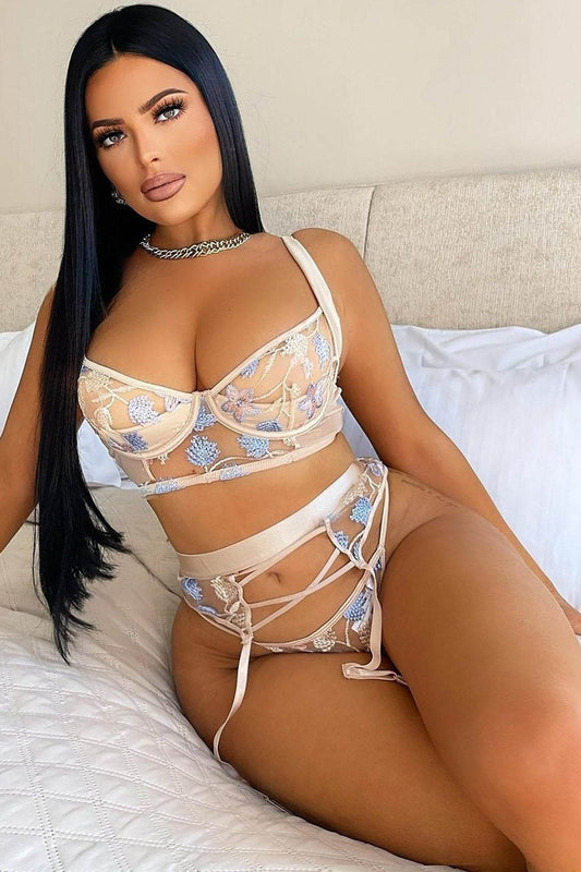 Three-Piece Bra Shorts Garter Belt - Mubimart