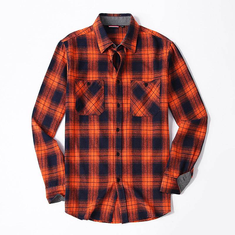 Men's Plaid Flannel Brushed Thermal Shirt - Mubimart