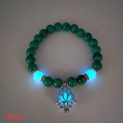 Energy Luminous Lotus Natural Stone Bracelet Yoga Healing Luminous Glow In The Dark Charm Beads Bracelet For Men Women Prayer Buddhism - Mubimart