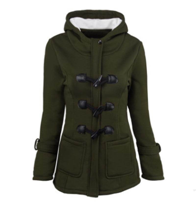 warm winter fur collar jackets women new horn button Long down coat women parka Plus Size female parka hoodies Women - Mubimart