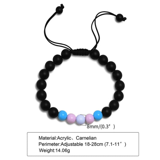 Bracelet Acrylic Black Agate Beaded Bracelet Friendship Men And Women - Mubimart