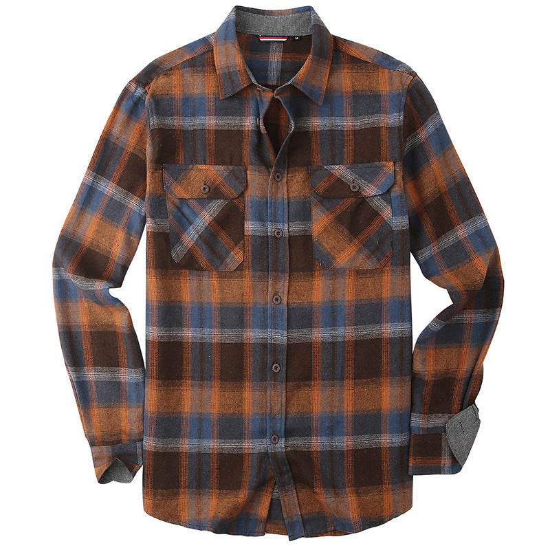 Men's Plaid Flannel Brushed Thermal Shirt - Mubimart