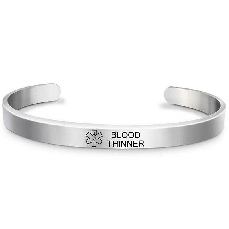 Fashion Silver Plated Medical Alert Cuff Bracelet EPILEPSY Diabetic Allergy Stainless Steel Bangle For Women Men - Mubimart