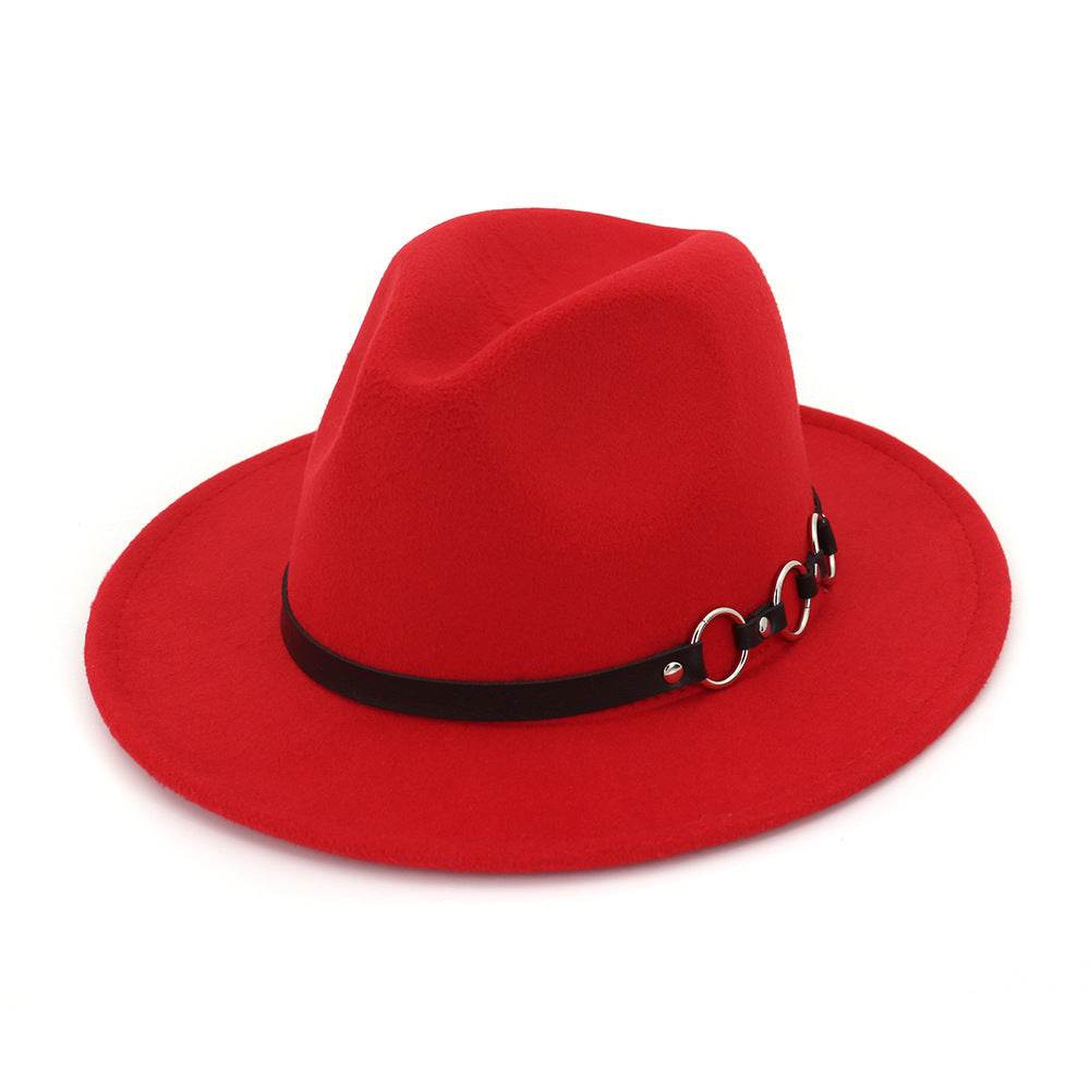 60cm Woolen Hat Gentleman Fedora Hat Flat Brim Big Brim Hat - Mubimart