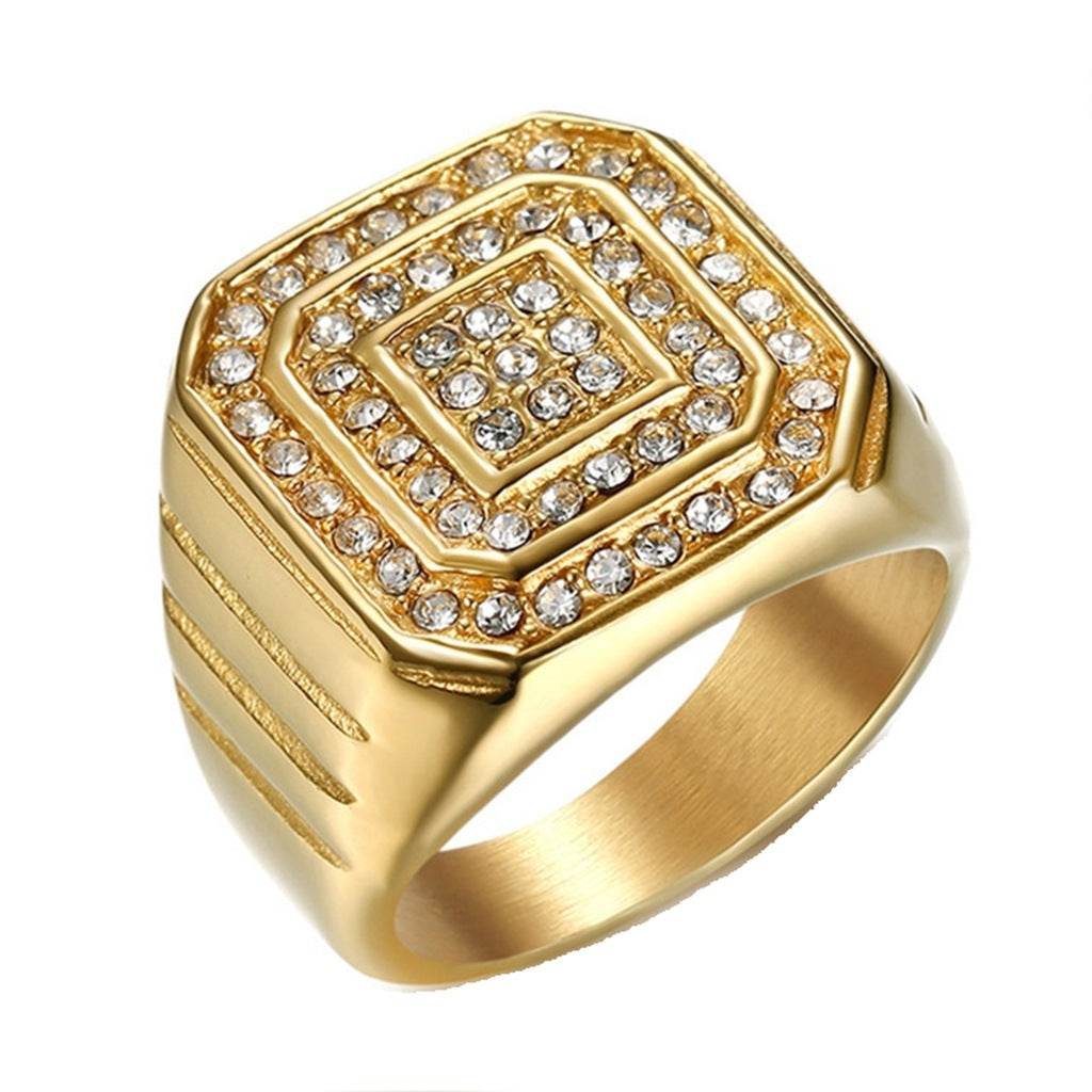 Hip-hop Punk INS Style Titanium Steel Gold-plated Ring Trendy Men - Mubimart