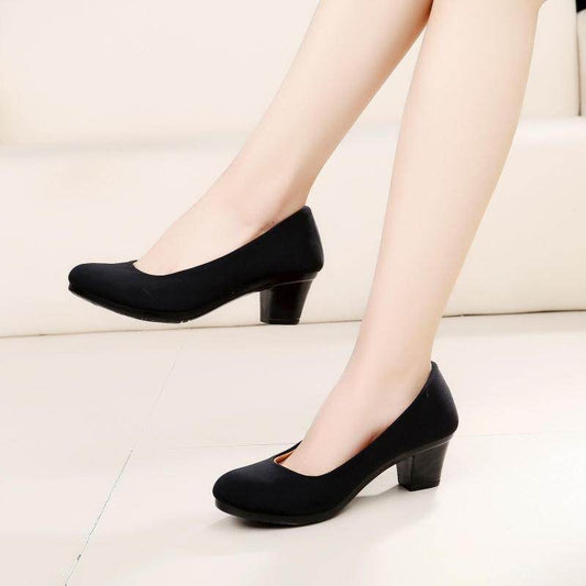 New Spring And Autumn Summer Old Beijing Cloth Shoes Women's Thin Shoes Black Work Shoes High Heels Non-slip Ceremonial Shoes - Mubimart
