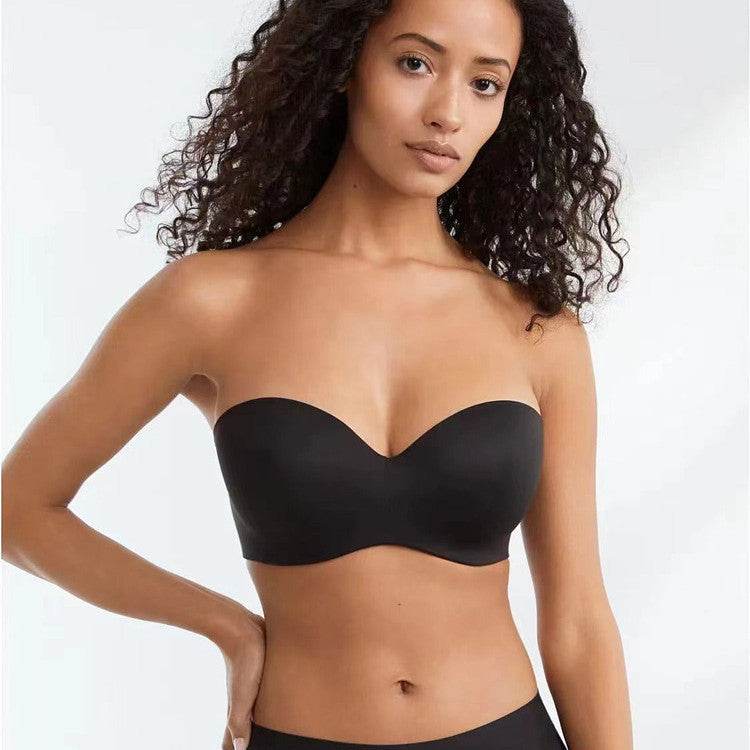 Invisible Strapless Half Cup Traceless Sexy Gathering Bra One-piece Invisible Wedding Dress Off-shoulder Bra For Women - Mubimart