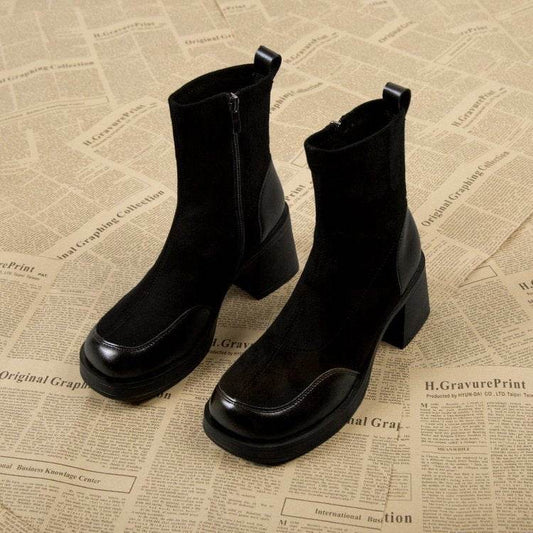 Thick Bottom Boots Chunky Heel Martin Boots Women - Mubimart