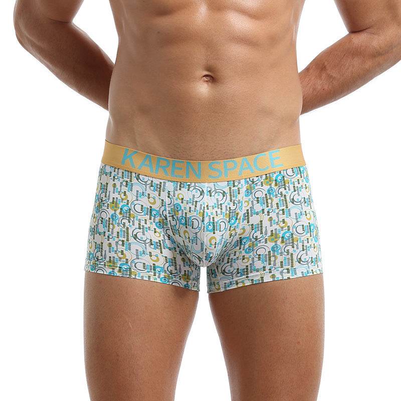 Ice Silk Fashion Printed Boxers - Mubimart