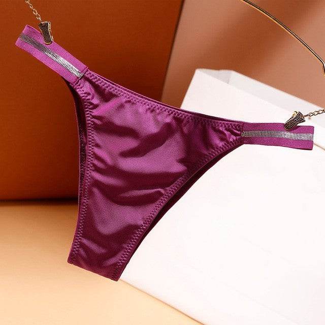 Sexy Seamless Women Panties Bikini Bottoom Low-rise Tempting Thong Thin Ice Silk Underwear Girls Soft Breathable Underpants - Mubimart