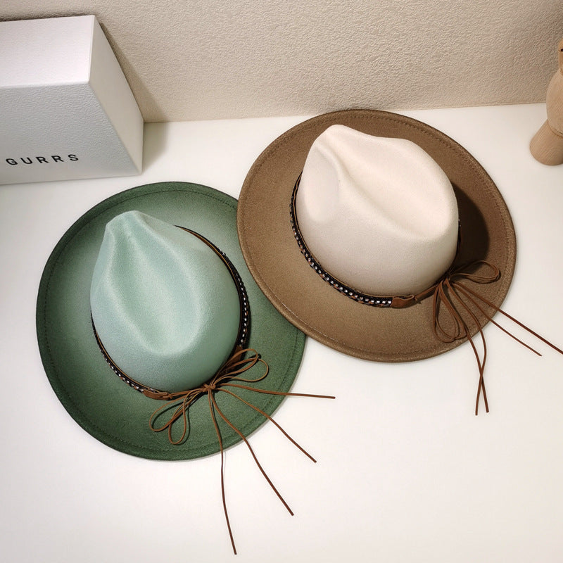 Woll-Fedora-Hut für Damen, Vintage-Zylinder