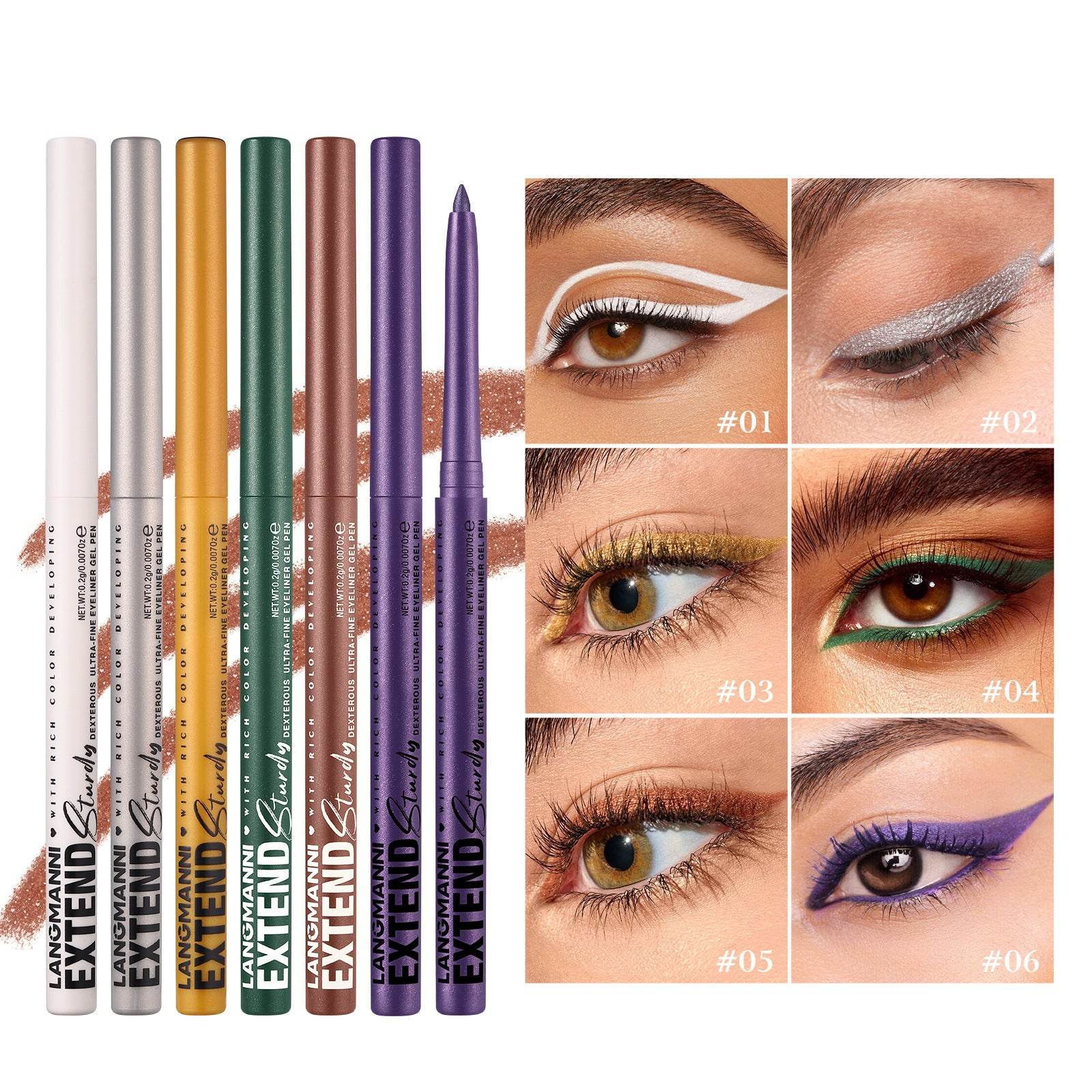Colorful Gel Glitter Eyeliner Pencils Waterproof & Smudgeproof For Party, Halloween, Cosplay Makeup 12 Vibrant Shades - Mubimart