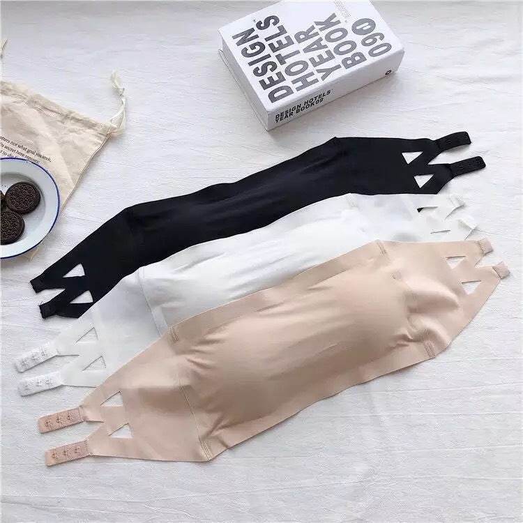 Strapless Ice Silk Bra And Undershirt Chest Wrap Breathable Underwear - Mubimart
