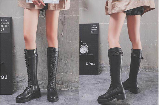 Women Long Boots High Boots Flat Boots Big Size - Mubimart