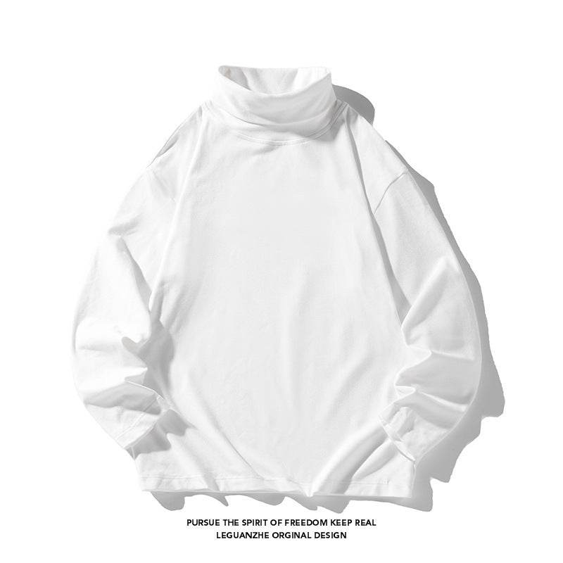 Hong Kong Style White Bottom Plus Size Dralon Turtleneck Bottoming Shirt - Mubimart