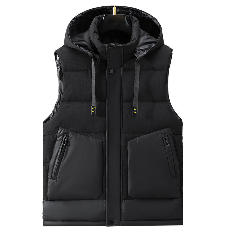 Fashion Trendy Men Cotton Vest Wholesale Winter Menswear New Disassembly Cap Men Cotton Waistcoat Outer Wear Vest Men