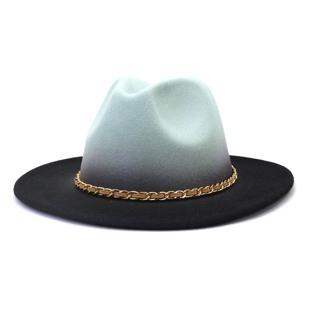 Painted Woolen Fedora British Ladies Broad-brimmed Hat - Mubimart
