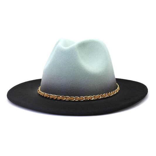 Painted Woolen Fedora British Ladies Broad-brimmed Hat - Mubimart