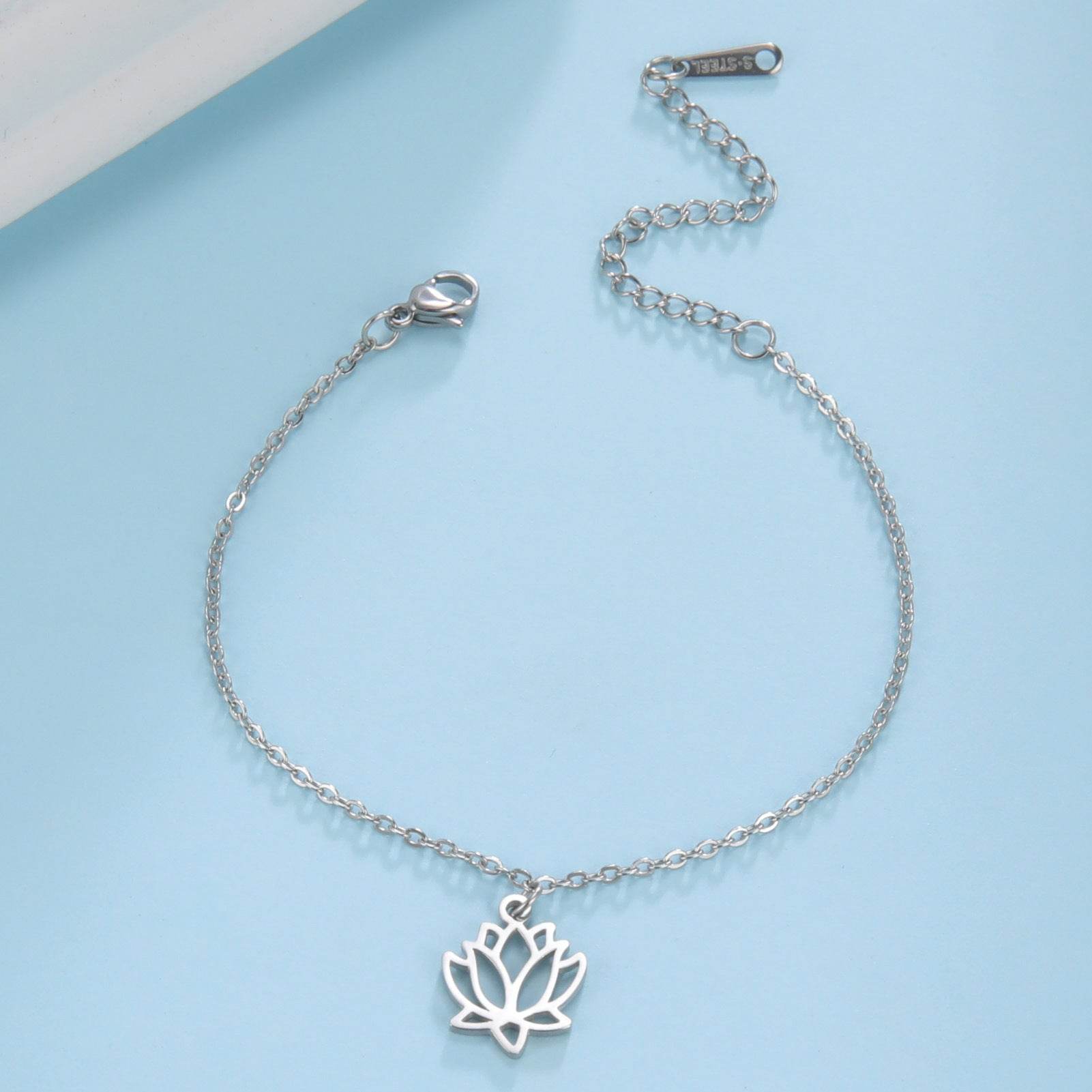 Women's Lotus Stainless Steel Bohemian Pendant Ankle Bracelet Beach Accessories - Mubimart