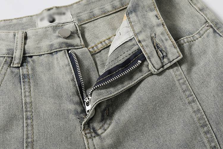 Washed And Worn Flared Jeans - Mubimart