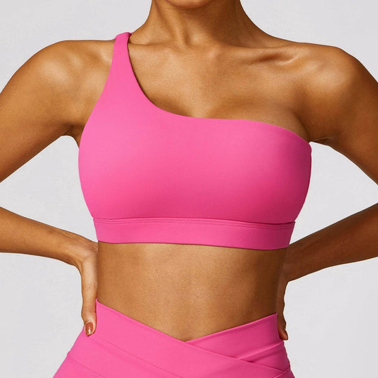 Women's One-shoulder Beauty Back Yoga Bra Quick-drying Workout Top - Mubimart