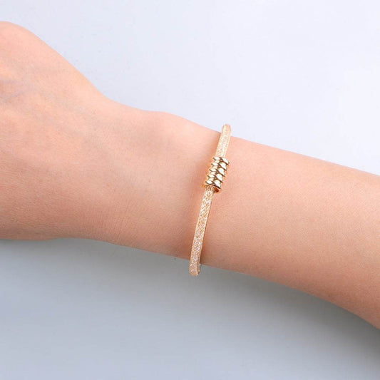 Fashion Alloy Hollow Geometric Bangle Bracelet Women - Mubimart