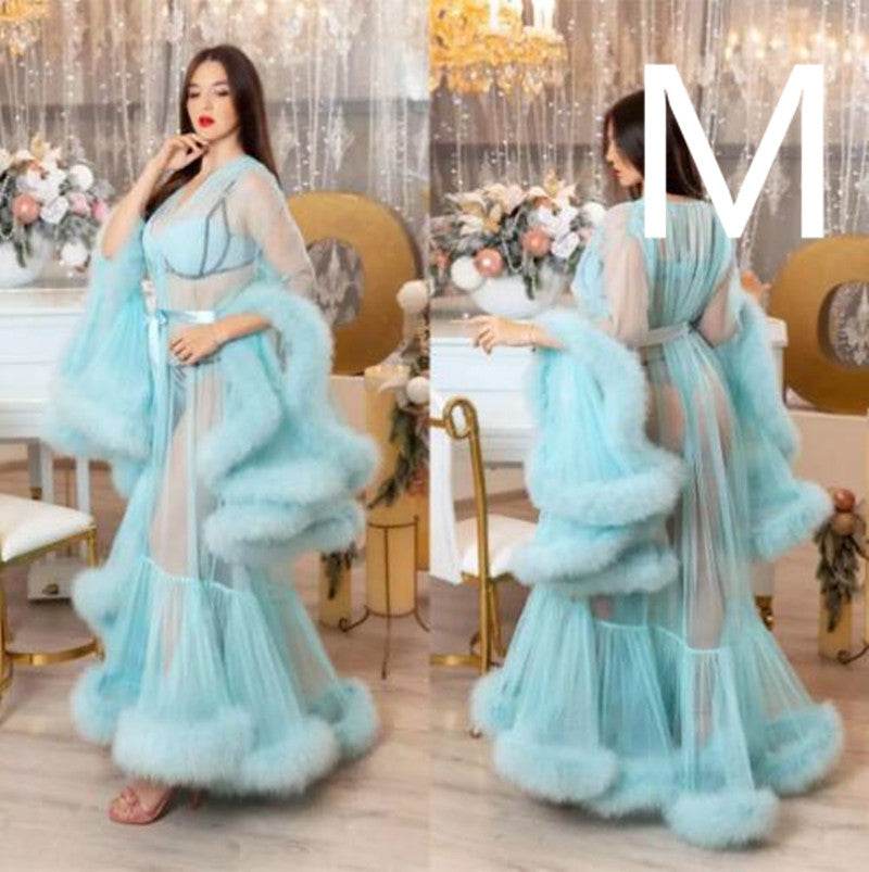 Long Tulle Robe For Pregnant Women - Mubimart