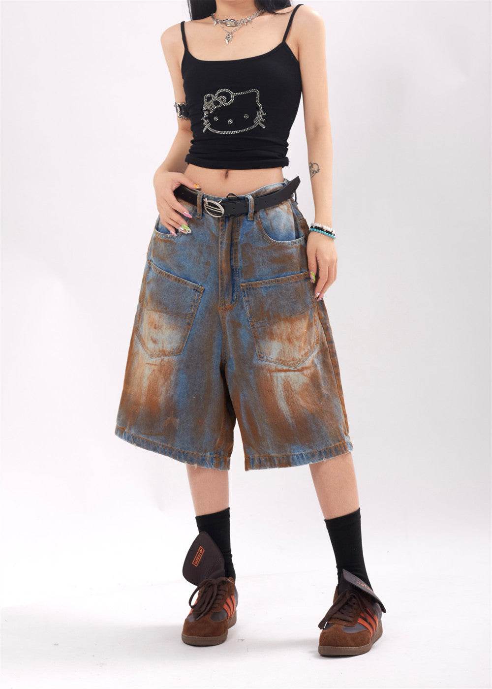 Fashion Inkjet Denim Shorts Men And Women - Mubimart