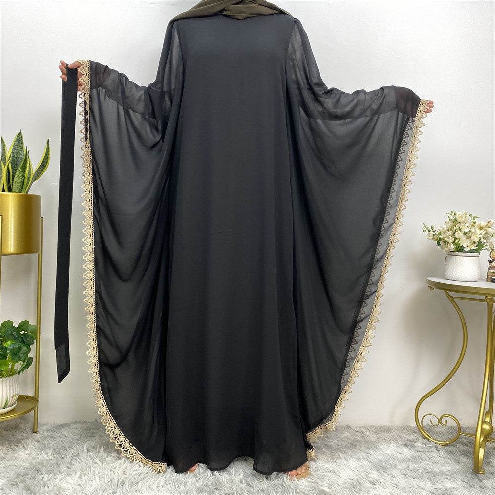 Long Sleeved Robe With Loose Lace Up Stitching For Women - Mubimart