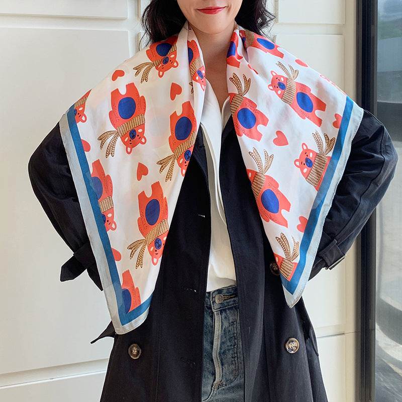 Fashion Silk Scarves Female Printing Hijab - Mubimart