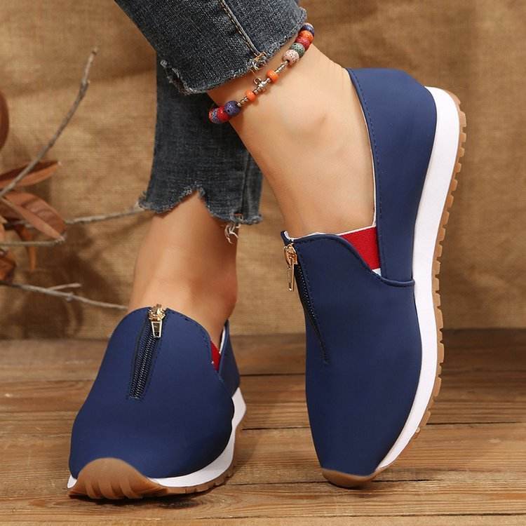 Zip Flats Shoes Comfortable Non Slip Loafers Women - Mubimart
