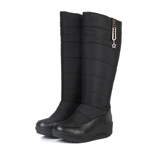 Thick Fur Snow Boots Wedge Casual High Leg Boot - Mubimart