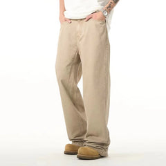 Khaki Casual Pants High Sense Basic Loose Straight-leg Trousers