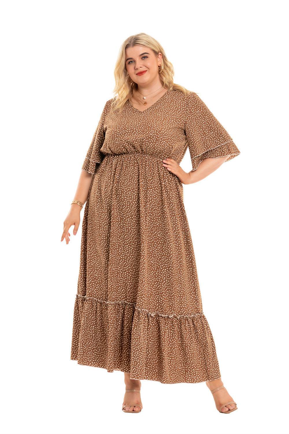 Bohemian Plus Size Women's Fashion Polka Dot Dress Women - Mubimart