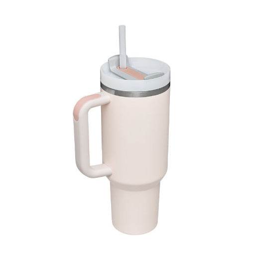 Personalized DIY Straw Coffee Insulation Cup With Handle Portable Car Stainless Steel Water Bottle Large Capacity Travel BPA Free Thermal Mug - Mubimart